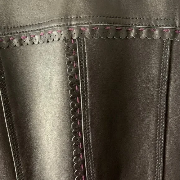 NEW NWOT Style & Co Frilly Leather Jacket Scalloped - Picture 5 of 5